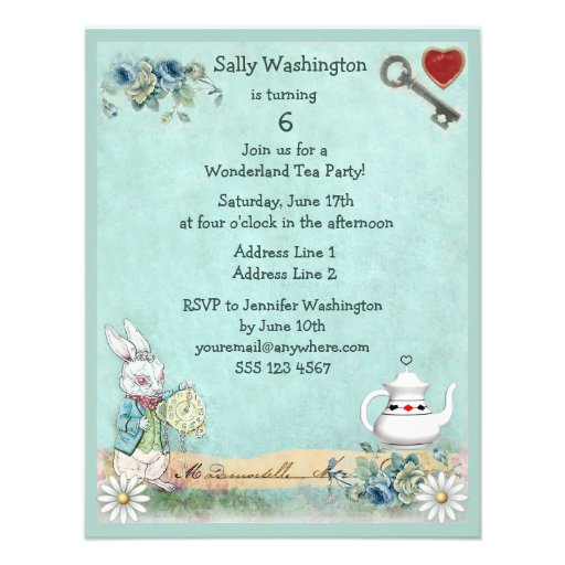 Mad Hatter Wonderland Birthday Tea Party Personalized Invite
