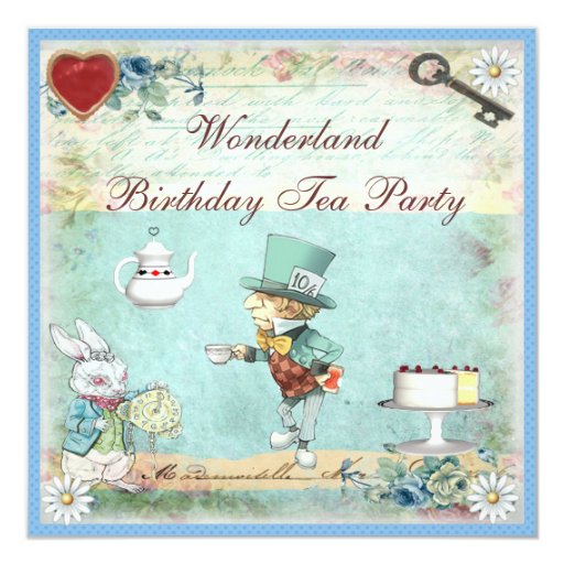 Mad Hatter Wonderland Birthday Tea Party Invites Zazzle