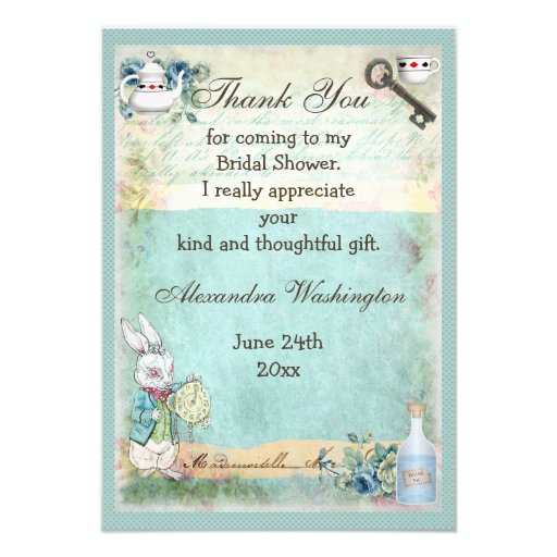 Mad Hatter Wonderland Bridal Shower Thank You Custom Invites