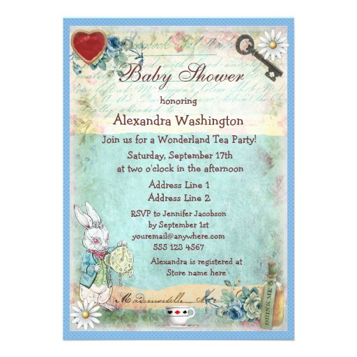 Mad Hatter Wonderland Tea Party Baby Shower Custom Invites
