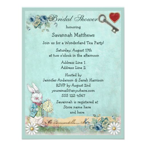 Mad Hatter Wonderland Tea Party Bridal Shower Custom Invitation