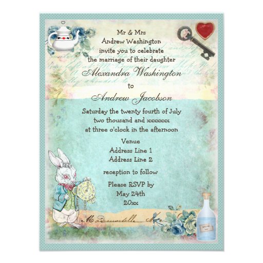Mad Hatter Wonderland Wedding Invites