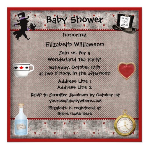 Mad Hatter's Tea Party Baby Shower Invites