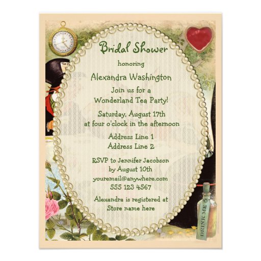 Mad Hatter's Tea Party Bridal Shower Invitations