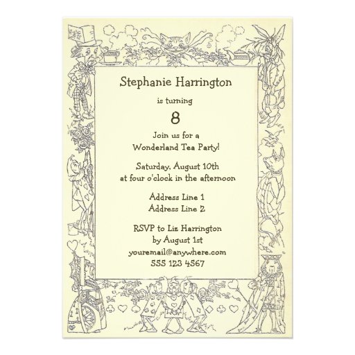 Mad Hatter's Wonderland Birthday Tea Party Personalized Invitation