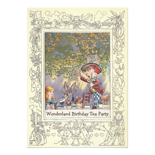 Mad Hatter's Wonderland Birthday Tea Party Personalized Invitation