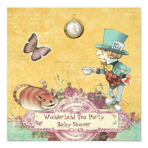 Mad Hatter's Wonderland Tea Party Baby Shower Invitations
