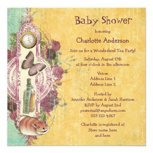 Mad Hatter's Wonderland Tea Party Baby Shower Invitations