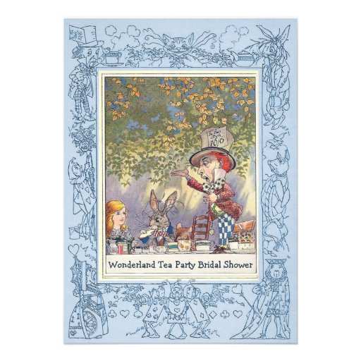 Mad Hatter's Wonderland Tea Party Bridal Shower Personalized Announcements