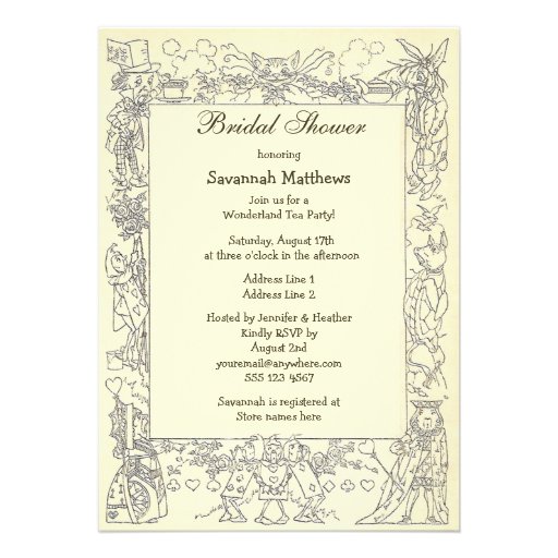 Mad Hatter's Wonderland Tea Party Bridal Shower Invitations