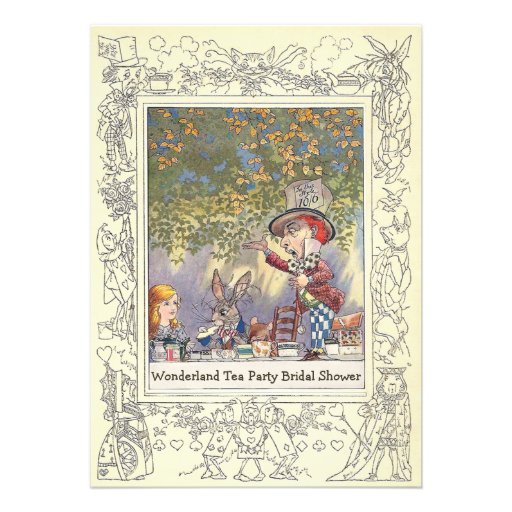 Mad Hatter's Wonderland Tea Party Bridal Shower Invitations