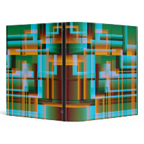 Mad Plaid in Turquoise & Gold Vinyl Binder