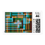 Mad Plaid in Turquoise &amp; Gold Postage Stamps