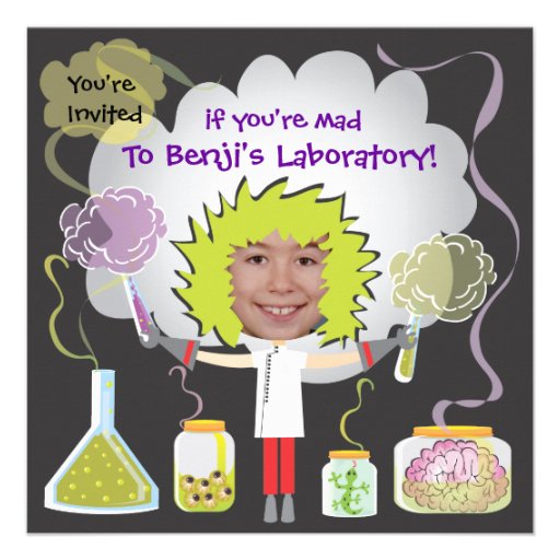 Mad Scientist Birthday Party Invitations