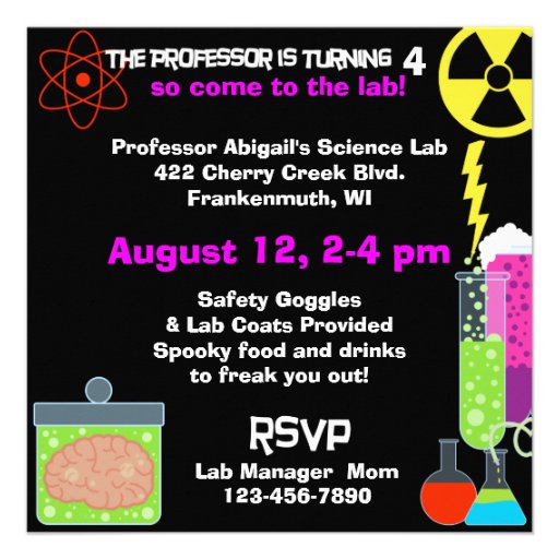 Mad Scientist Birthday Party Invitations