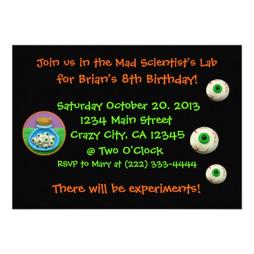 Mad Scientist Party Custom Announcements