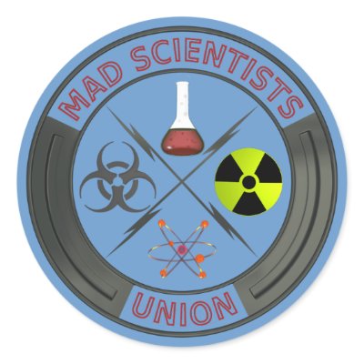 Mad Scientist Union Round Sticker by packratgraphics