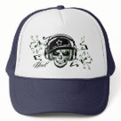 zaz_trucker_hat - Custom Mesh Skull trucker hats featuring skulls by the best artists for truck drivers. You can create a custom skull truckers hat by adding a name or any quote to these high quality mesh hats.: Sizes  Available colors: white_navy
