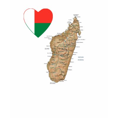maps of madagascar. Madagascar Flag Heart and Map
