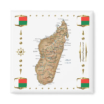 Madagascar Map + Flags Magnet
