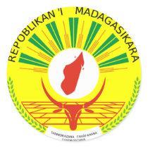 Madagascar Official Coat Of Arms Heraldry Symbol Round Stickers