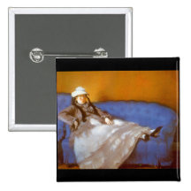 Madame Manet by Edouard Manet Pinback Buttons