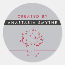 Made By {your name} Sticker in Grey and Red