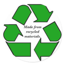 Made from recycled materials. stickers
