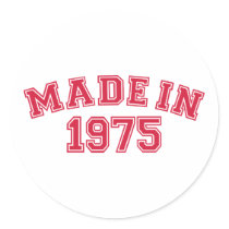 Made in 1975 round sticker