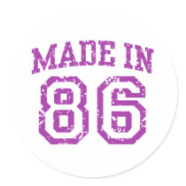 Made in 86 round stickers