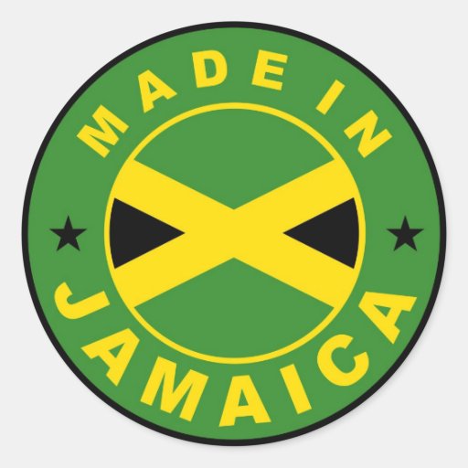made in jamaica country flag product label round classic round sticker