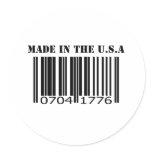 Made in the U.S.A barcode Round Sticker