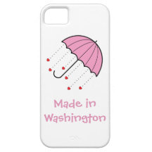 Made In Washington - Umbrella with Hearts (Pink) iPhone 5 Cases