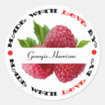 Made with Love Raspberry Round Stickers