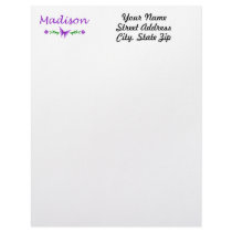 Madison (Purple Butterfly) Custom Letterhead