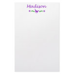 Madison (Purple Butterfly) Personalized Stationery