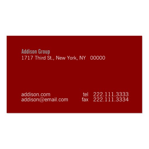 Madison V Business Card (back side)