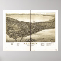 Madison WI 1885 Antique Panoramic Map posters