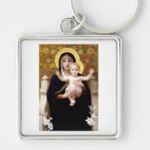 Madona with lilies Bouguereau antique painting Key Chain