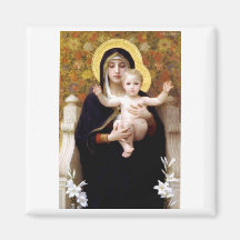 Madona with lilies Bouguereau antique painting Magnets