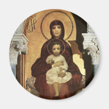 Madonna and Baby Jesus on Throne Fridge Magnets