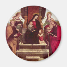 Madonna and Child Enthroned with Saints by Raphael Magnets