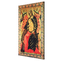 Madonna and Child Enthroned with Two Devout People Gallery Wrap Canvas