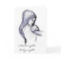 Madonna and child, silent night, holy night card