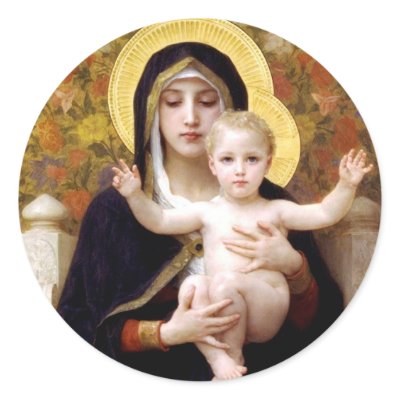 Madonna and Child Round Stickers by Xuxario