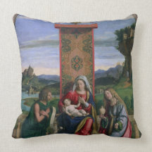 Madonna and Child with St. John the Baptist and Ma Throw Pillow