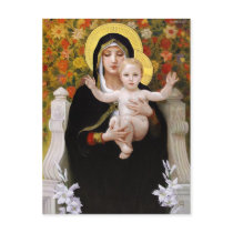 Madonna + child, white lillies christmas postcards