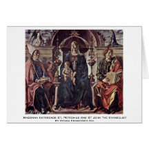 Madonna Enthroned St. Petronius And St John Greeting Cards