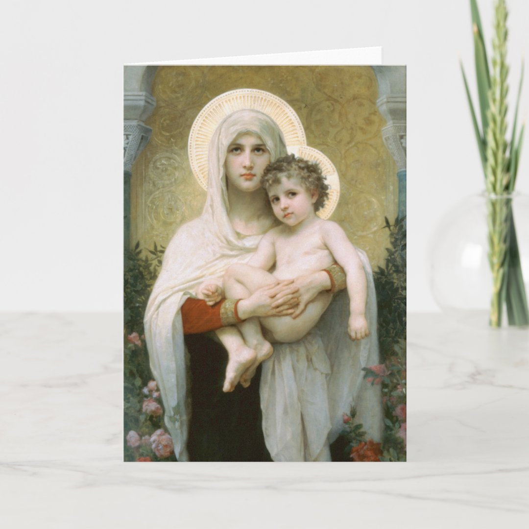 Madonna Of The Roses By Bouguereau Card Zazzle