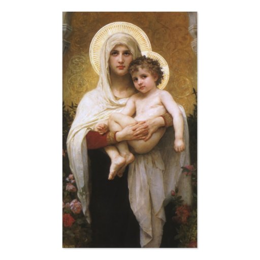 Madonna of the Roses by William Adolphe Bouguereau Business Card (back side)